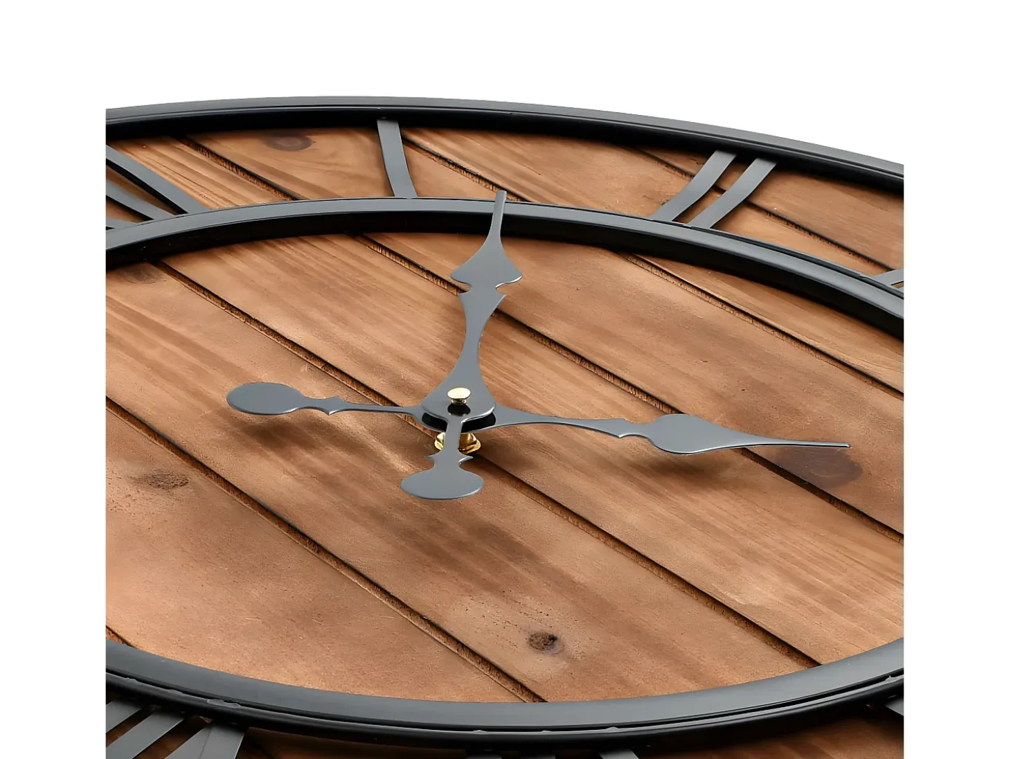 Reloj de pared vintage movimiento cuarzo madera metal 60 cm XXL ES413888