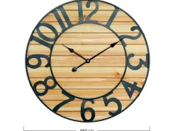 Reloj de Pared Vintage Negro/Madera Clara Ø60cm Thinia Home