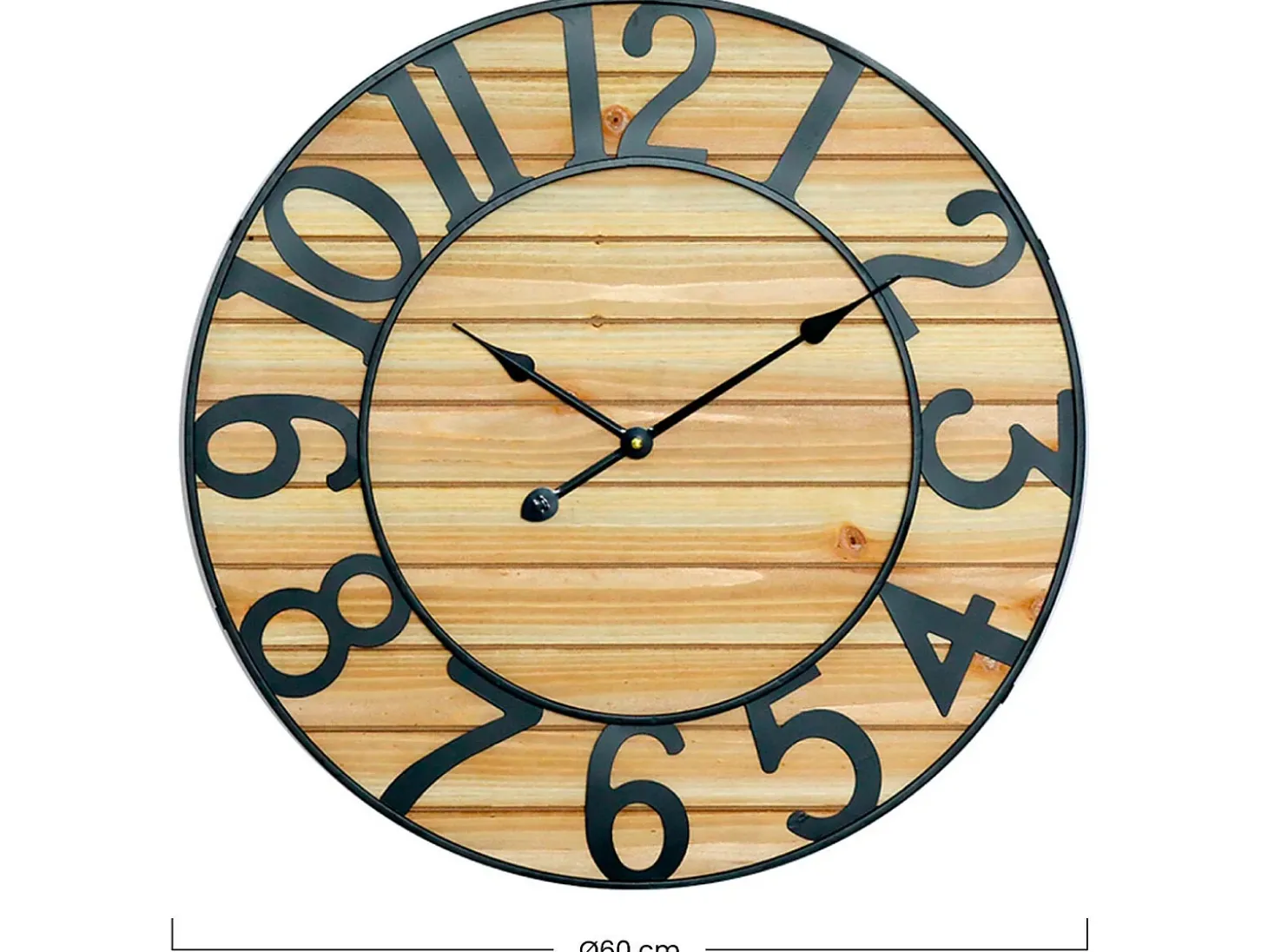 Reloj de Pared Vintage Negro/Madera Clara Ø60cm Thinia Home