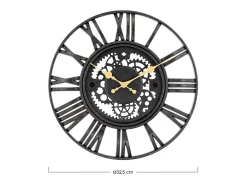 New THINIA HOME Reloj de Pared Vintage Troquelado /Dorado Ø38 cm Negro