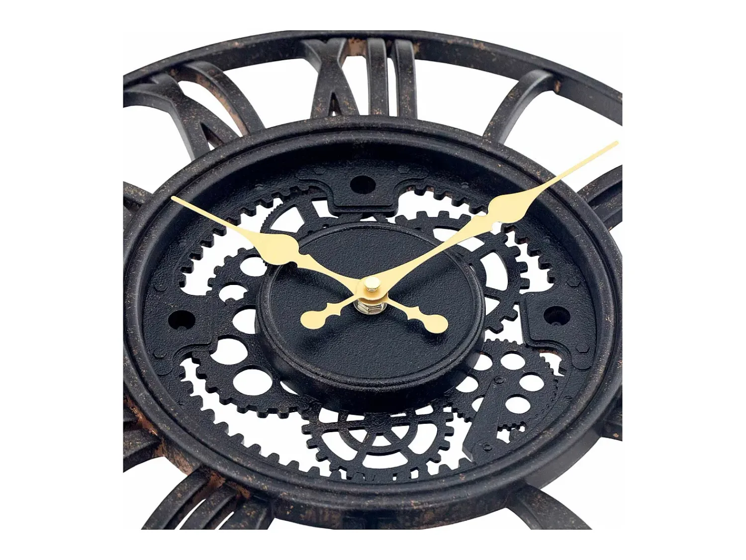 New THINIA HOME Reloj de Pared Vintage Troquelado /Dorado Ø38 cm Negro