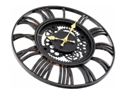 New THINIA HOME Reloj de Pared Vintage Troquelado /Dorado Ø38 cm Negro
