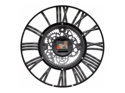 New THINIA HOME Reloj de Pared Vintage Troquelado /Dorado Ø38 cm Negro