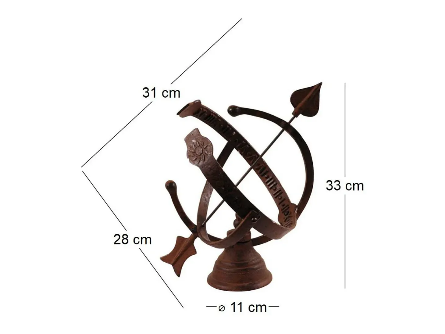 Reloj de sol de hierro fundido 31x24cm