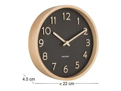 PRESENT TIME Reloj De Pared^Reloj redondo de madera Pure 22 cm Negro
