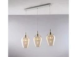 Riel de hierro Ares con cristal pyrex ámbar 3 luces L.75 X 10 BL273-BIN3-AM