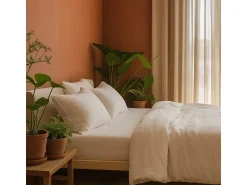 New Promo Linge Ropa de cama de gasa de algodón blanca 240 x 260 cm Blanco