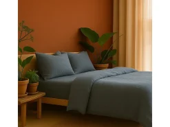 Ropa de cama de gasa de algodón gris 240 x 260 cm