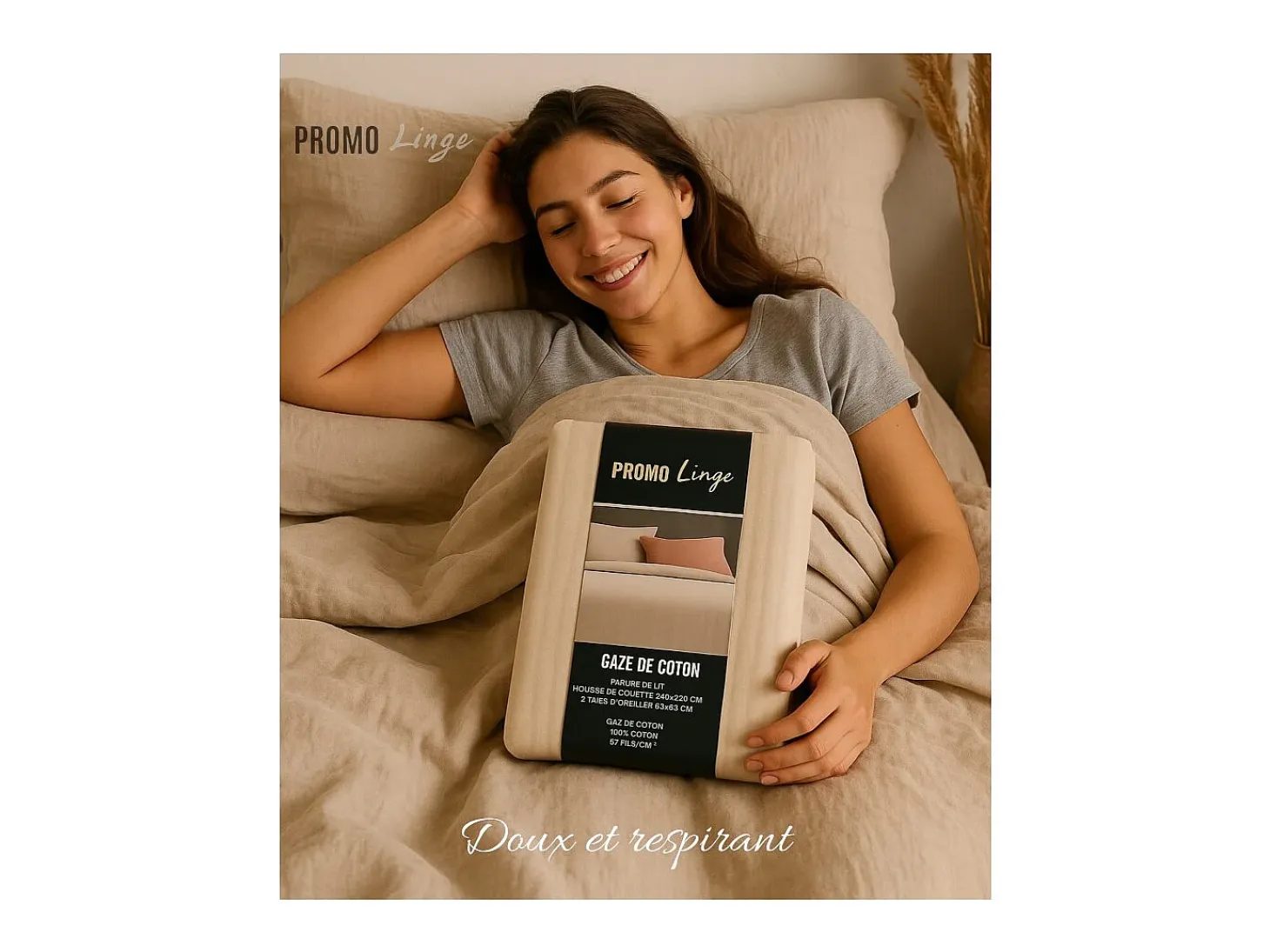 Ropa de cama de gasa de algodón gris 240 x 260 cm