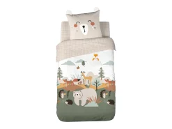 New Sweeek Ropa de cama de microfibra reversible impreso bosque de otoño, 1 plaza Beige