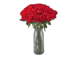 Rosa Artificial SucceBuy Flores Artificiales 508 mm Ramos de Flores Artificiales, Aspecto Realista con Cabeza de Rosa de 70 mm Rojo, Lote de 500