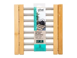 Salvamanteles Extensible de Bambú y Acero Inoxidable Gris 35cm