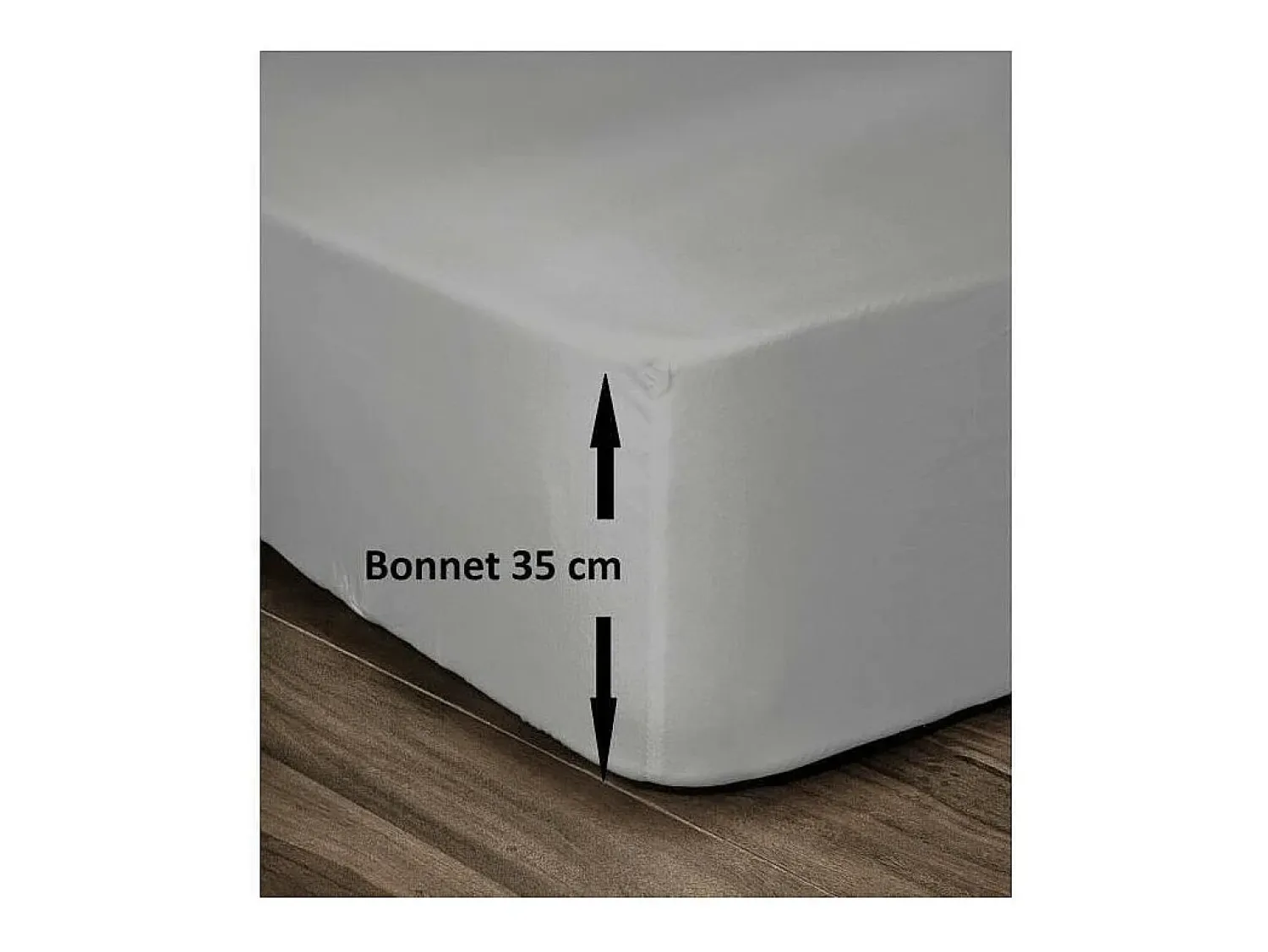 Ropa De Cama^Sábana bajera 100% algodón 160 x 200 cm - Capó 35 cm - Gris claro