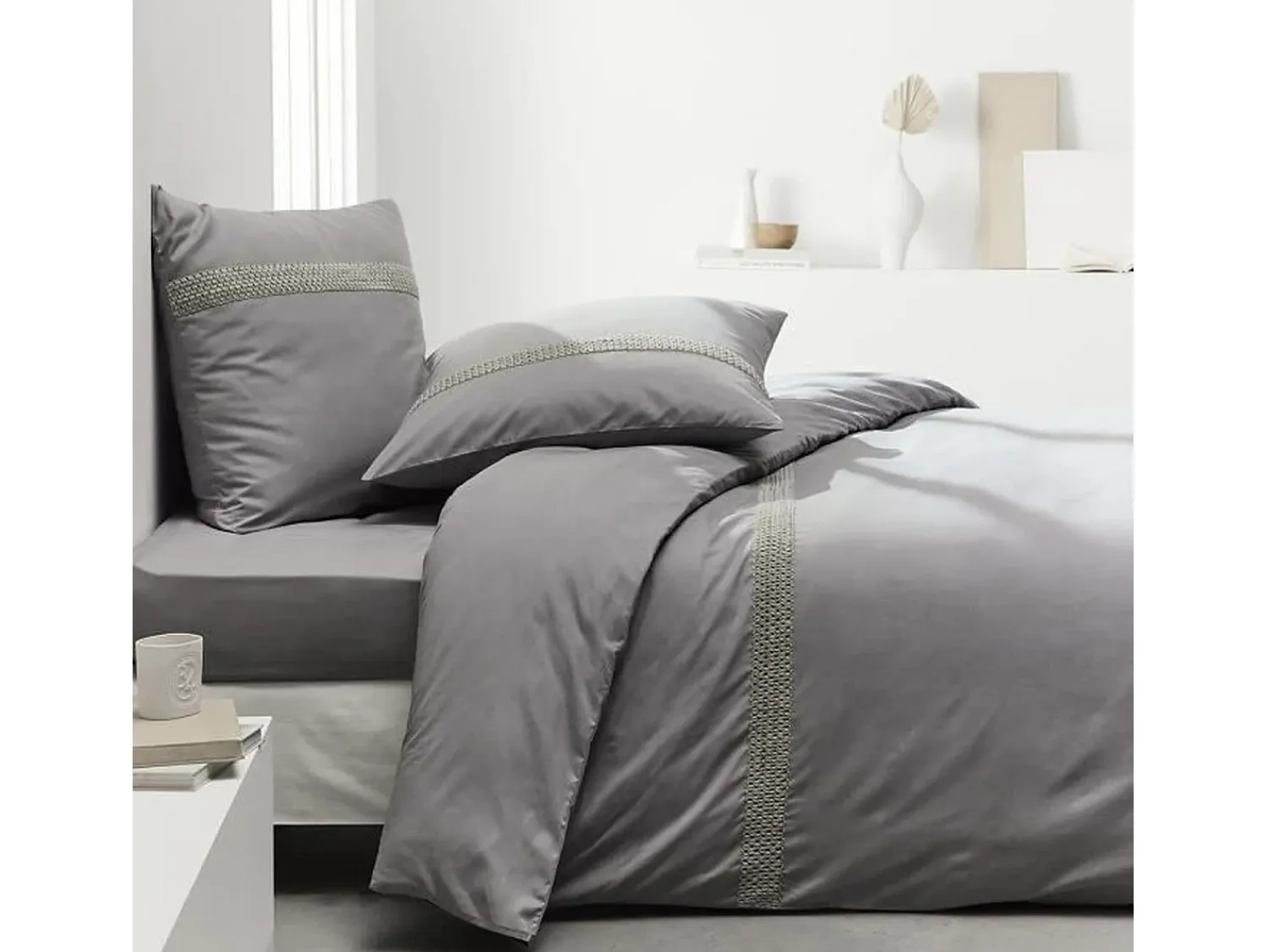 Today Ropa De Cama^Sábana bajera ajustable - 140 x 200+30 cm - 100% percal de algodón liso - Acero Gris