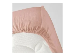 Douceur d'intérieur Ropa De Cama^Sábana bajera de gasa de algodón 140 x 190 cm Rosa