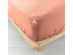 Douceur d'intérieur Ropa De Cama^Sábana bajera de gasa de algodón 140 x 190 cm Rosa
