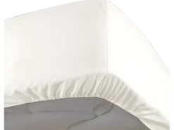 Sale Promo Linge Sábana bajera percal blanca 140 x 190 cm con funda de 30 cm Blanco