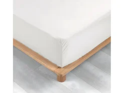 Sale Promo Linge Sábana bajera percal blanca 160 x 200 cm con funda de 30 cm Blanco