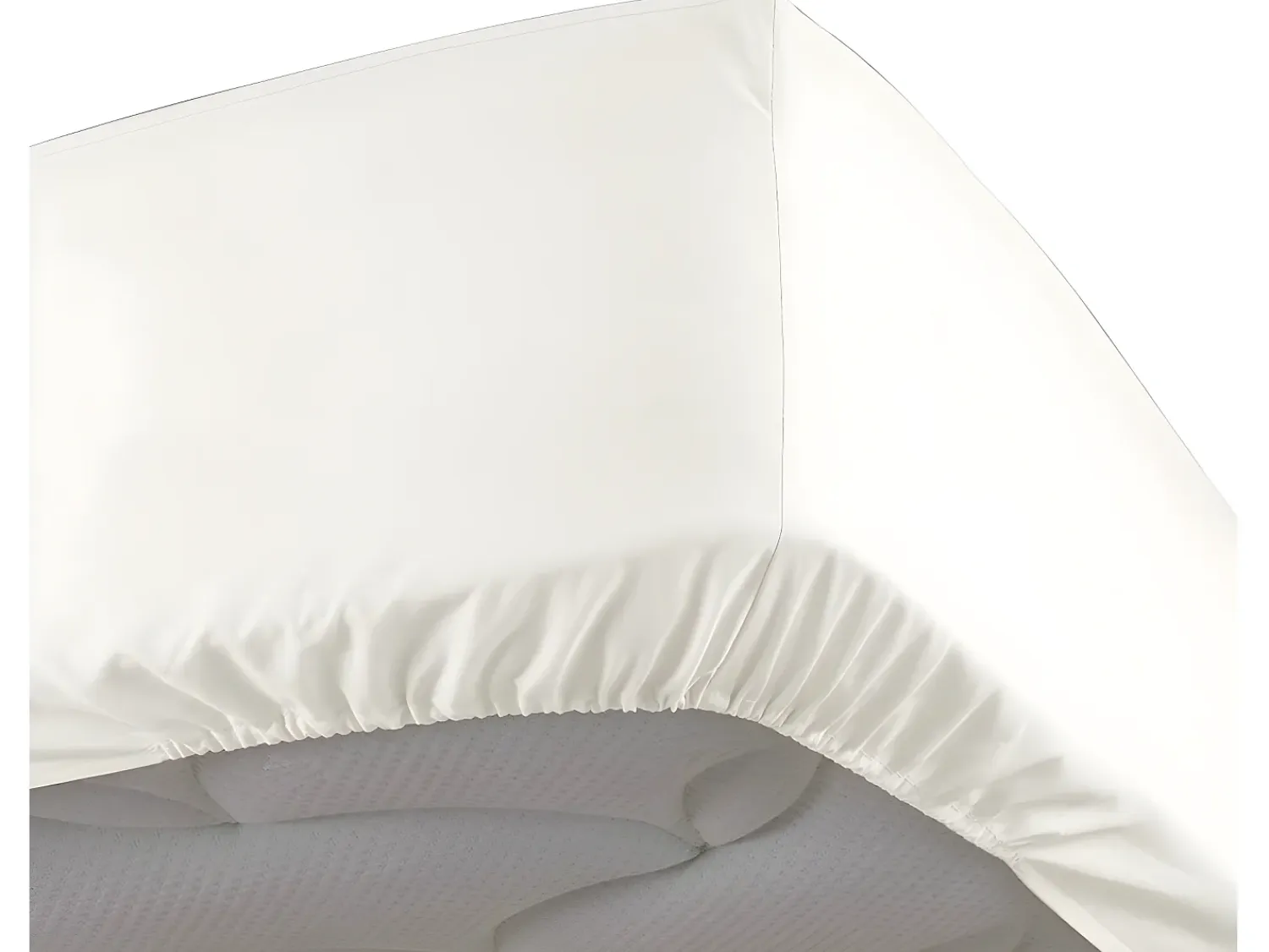 Sale Promo Linge Sábana bajera percal blanca 160 x 200 cm con funda de 30 cm Blanco