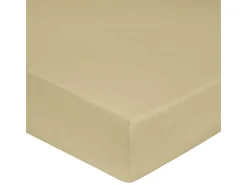 Sábana bajera satén de algodón beige