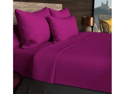 Online Soleil d'ocre Sábana bajera 90x200 cm en algodón 57 Fils grosella negra Violeta