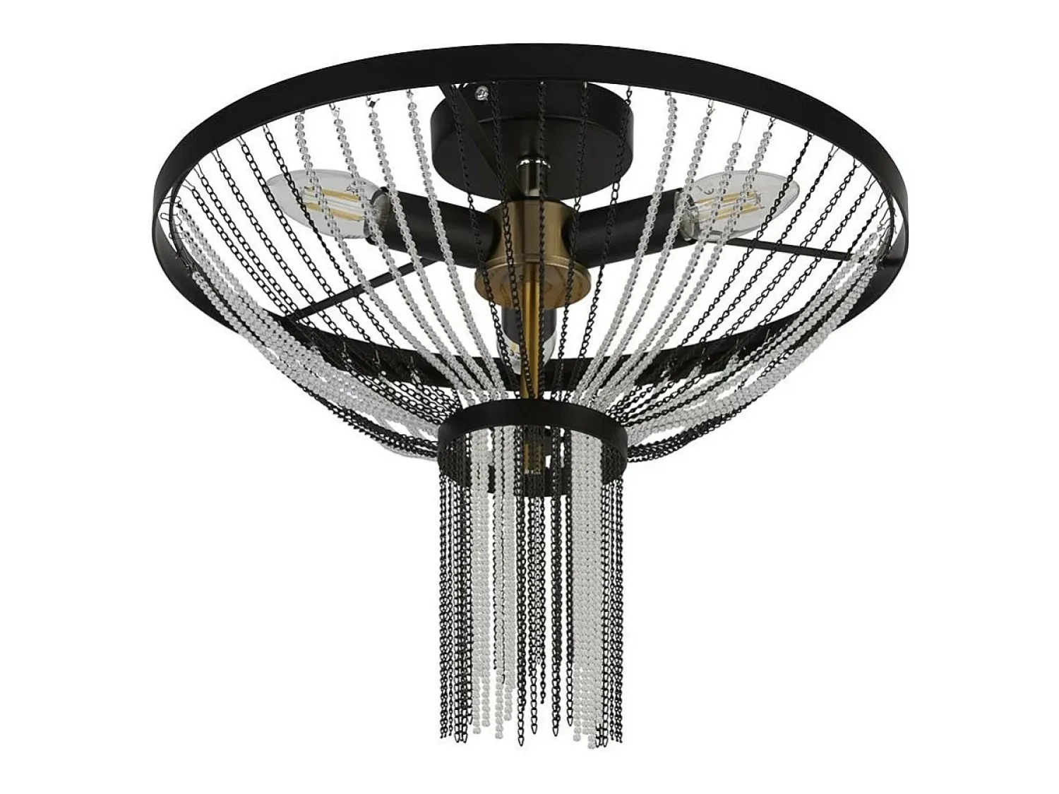 Clearance Searchlight Baguette3 ljus taklampa, svart, satin mässing Camel