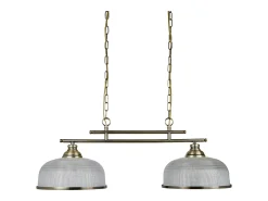 Searchlight Bistro 2 ljus takhngande stng vit, antik mssing med glasskrmar, E27 Camel