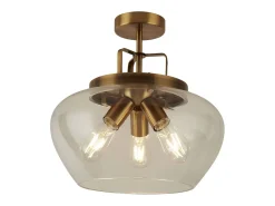 Plafón^Searchlight Boule 3 Ljus Semi Flush Brons, Glas, E27 Bronce