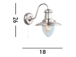 Searchlight Fisherman 1 Ljus Vgglampa Satin Silver med Seeded Glass Skrm, E27