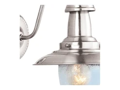 Searchlight Fisherman 1 Ljus Vgglampa Satin Silver med Seeded Glass Skrm, E27