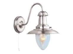 Searchlight Fisherman 1 Ljus Vgglampa Satin Silver med Seeded Glass Skrm, E27