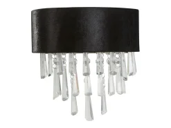 Searchlight Glamour Aplique 2 luces Terciopelo negro, cristal transparente