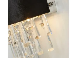Searchlight Glamour Aplique 2 luces Terciopelo negro, cristal transparente