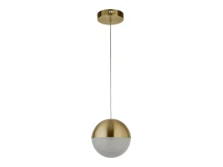 Searchlight Marbles Lámpara colgante LED de latón satinado, pantalla de hielo triturado