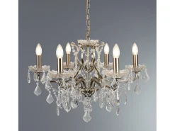 Sale Searchlight Paris 6 ljus ljuskrona antik mssingsfinish, E14 Transparente