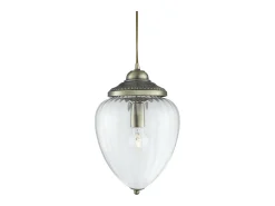 Searchlight Pineapple 1 ljus hngsmycke antik mssing ribbad glasskrm, E27 Camel