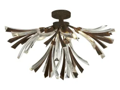 Searchlight Shake 3 Light Flush Black Borstad guld, E14