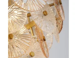 Best Searchlight Wagon Wheel Colgante 5 Luces Ámbar Vidrio Bronce
