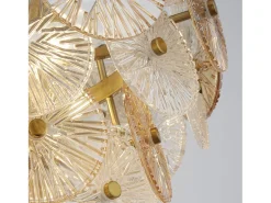 Best Searchlight Wagon Wheel Colgante 5 Luces Ámbar Vidrio Bronce