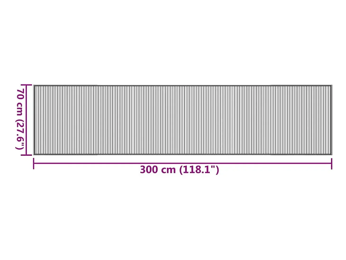 Senad Alfombra rectangular bambú gris 70x300 cm