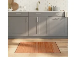 Senad Alfombra rectangular bambú marrón 70x100 cm