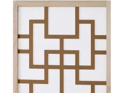 Separador de ambiente 170x120x2.0 cm Natural/Blanco/Marrón Shoji de 3 paneles Marru00f3n