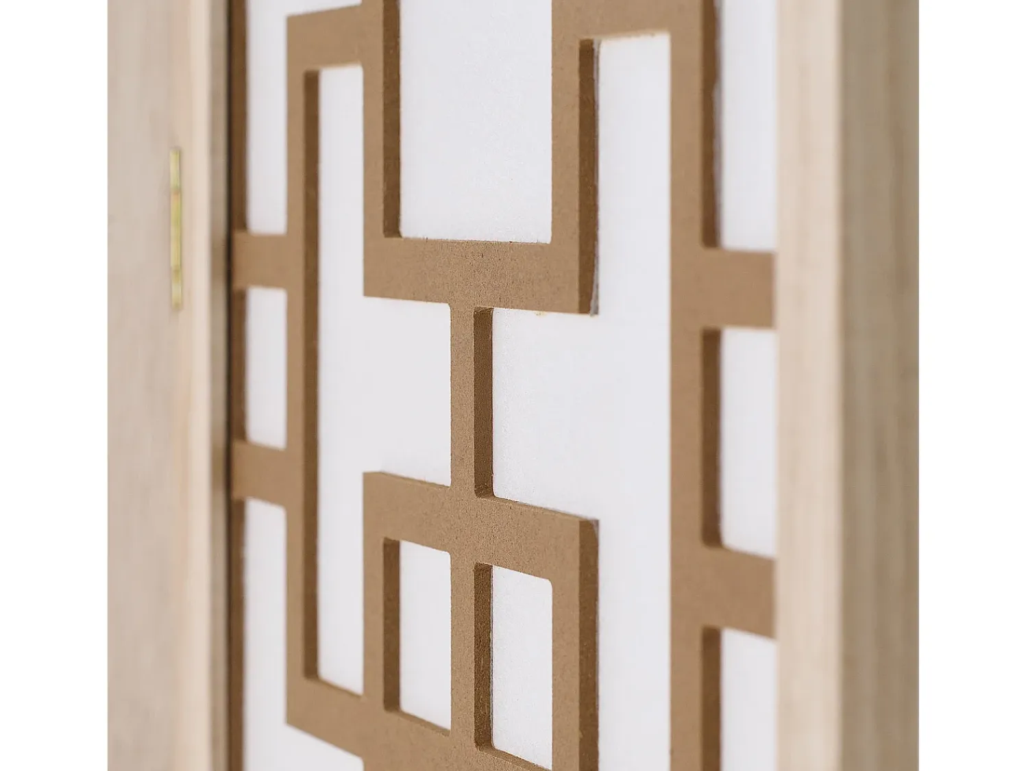 Separador de ambiente 170x120x2.0 cm Natural/Blanco/Marrón Shoji de 3 paneles Marru00f3n