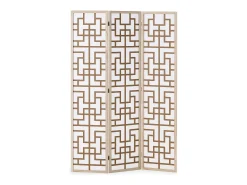 Separador de ambiente 170x120x2.0 cm Natural/Blanco/Marrón Shoji de 3 paneles Marru00f3n