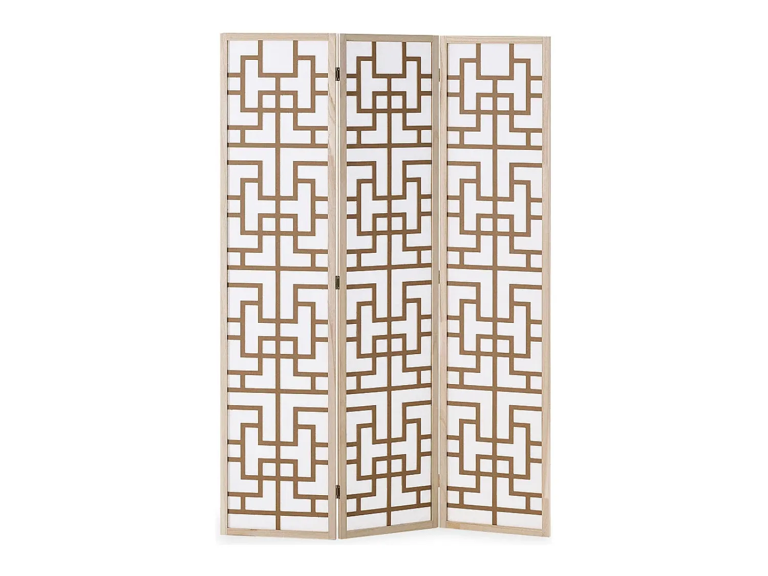 Separador de ambiente 170x120x2.0 cm Natural/Blanco/Marrón Shoji de 3 paneles Marru00f3n