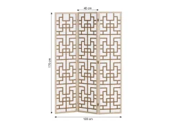 Separador de ambiente 170x120x2.0 cm Natural/Blanco/Marrón Shoji de 3 paneles Marru00f3n