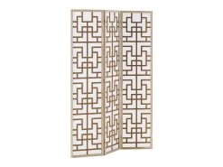 Separador de ambiente 170x120x2.0 cm Natural/Blanco/Marrón Shoji de 3 paneles Marru00f3n