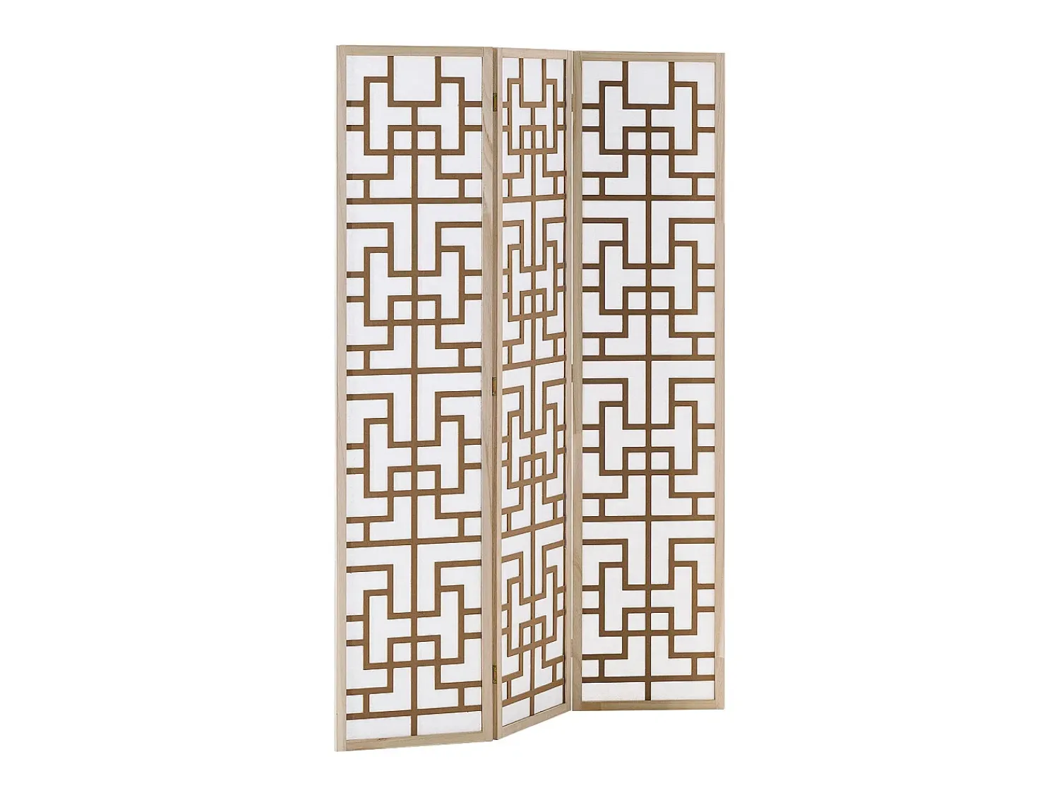 Separador de ambiente 170x120x2.0 cm Natural/Blanco/Marrón Shoji de 3 paneles Marru00f3n