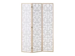 Separador de ambiente 170x120x2.0 cm Natural/Blanco/Marrón Shoji de 3 paneles Marru00f3n
