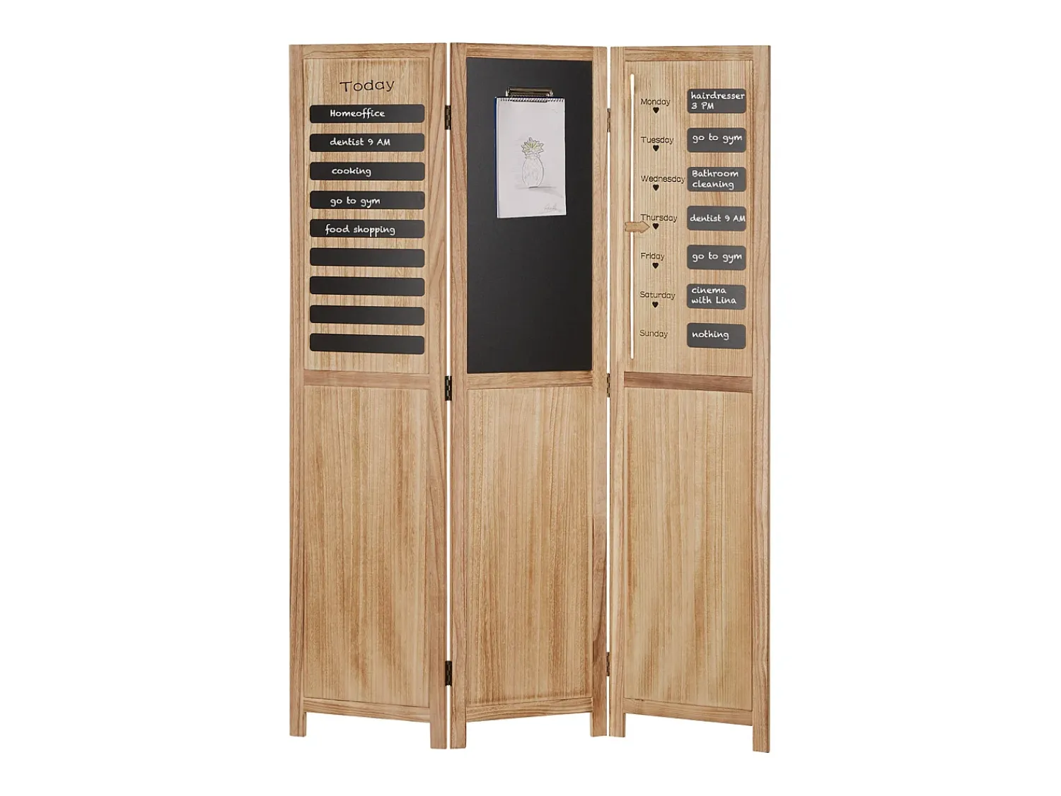 Sale Separador de ambiente 170x120x2 cm biombo de madera natural Negro / Marru00f3n